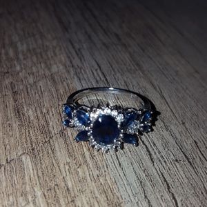 Sapphire and Crystal Ring